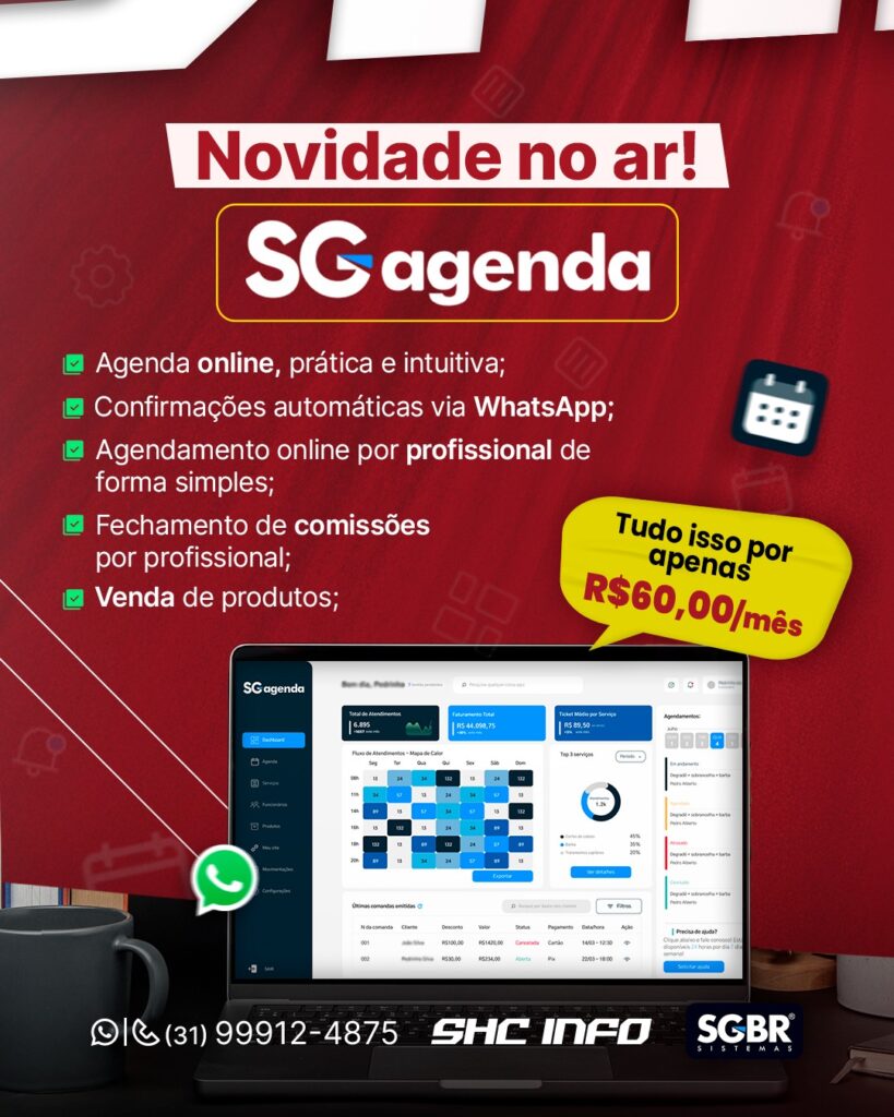 mostra funcionalidades do web app sg agenda